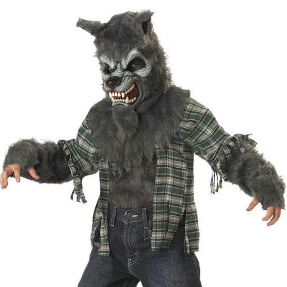 California Costumes 2 Piece Werewolf Wolf Halloween Costume Shirt Fur Latex Mask - Picture 1 of 3